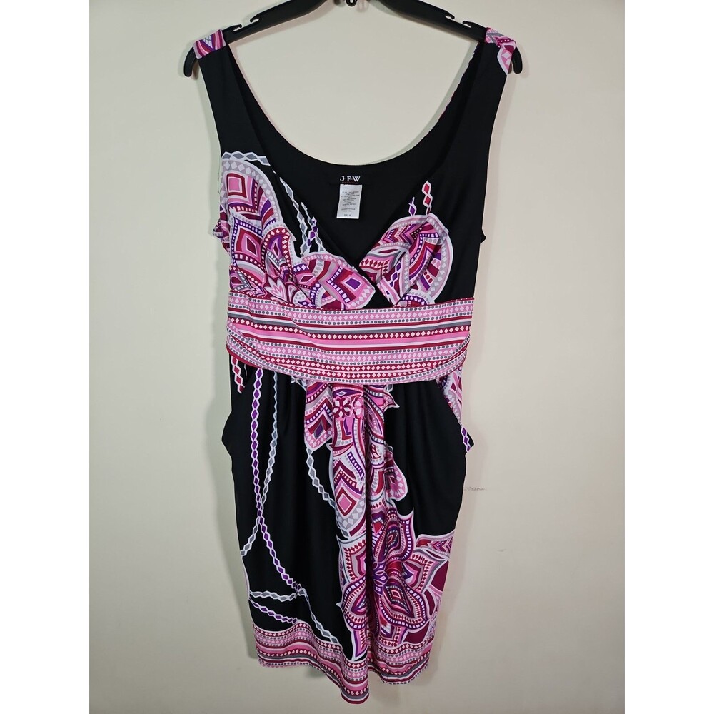 JFW Just For Wraps Y2K Women's 2X Pink Black Sleeveless Round Neck Dress A-Line